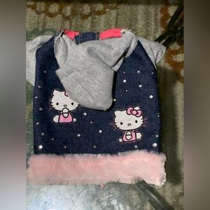 Hello Katie hoodie denim jean hand crafted